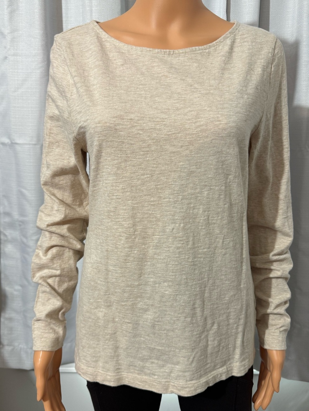 Great J Crew size L beige long sleeve Artist Tee pullover shirt great